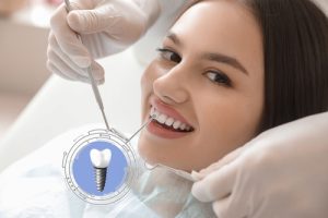 woman getting a dental implant